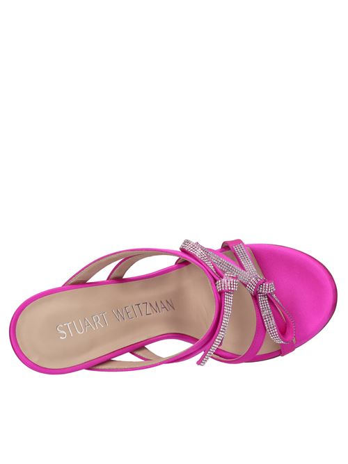 Mules in raso e strass STUART WEITZMAN | SW BOW 100 SLIDE SATINFLAMINGO